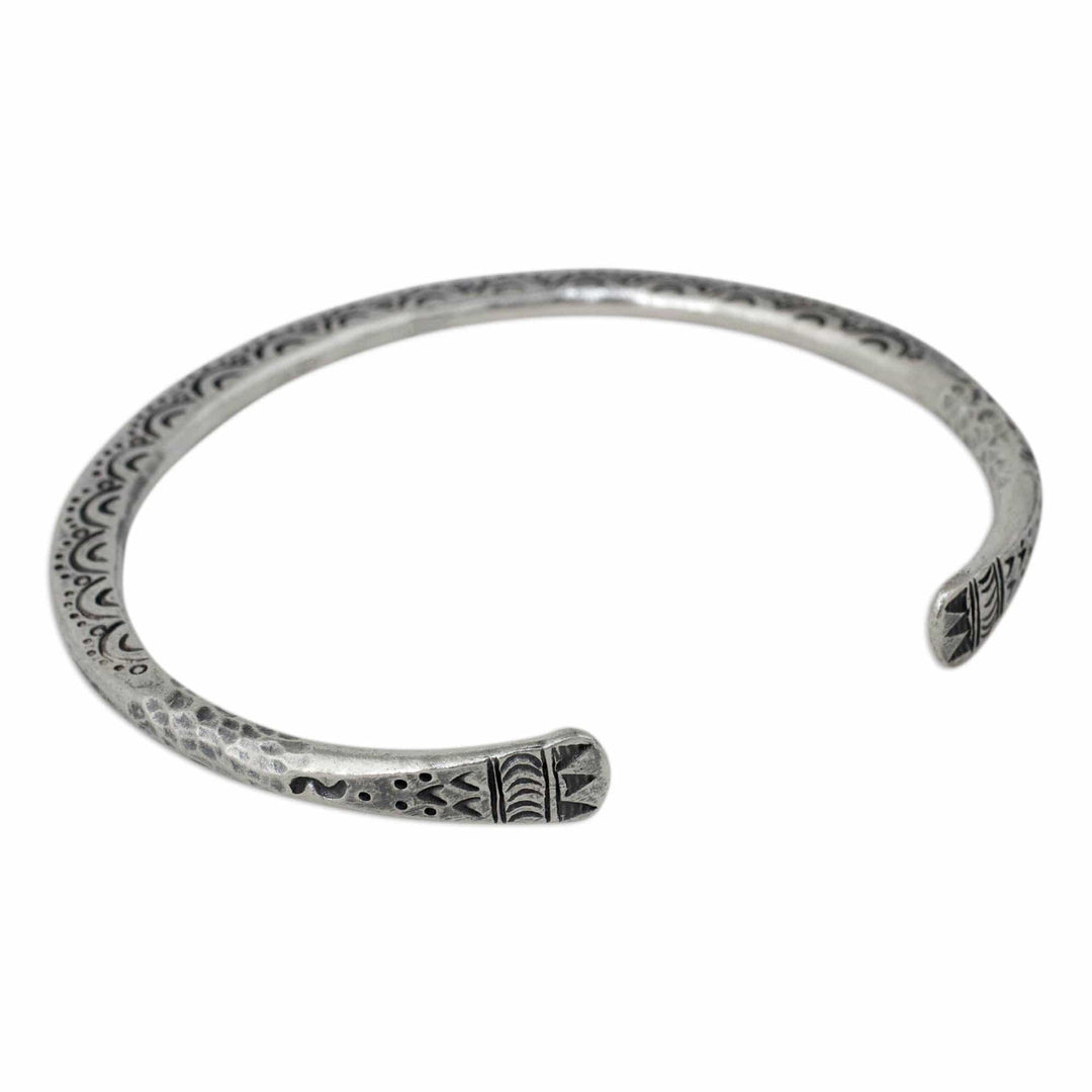 Artisan Crafted Silver Cuff Bracelet from Thailand - Karen Lace