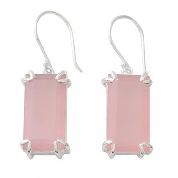 Hand Crafted Pink Chalcedony Earrings from India - Rosy Romance