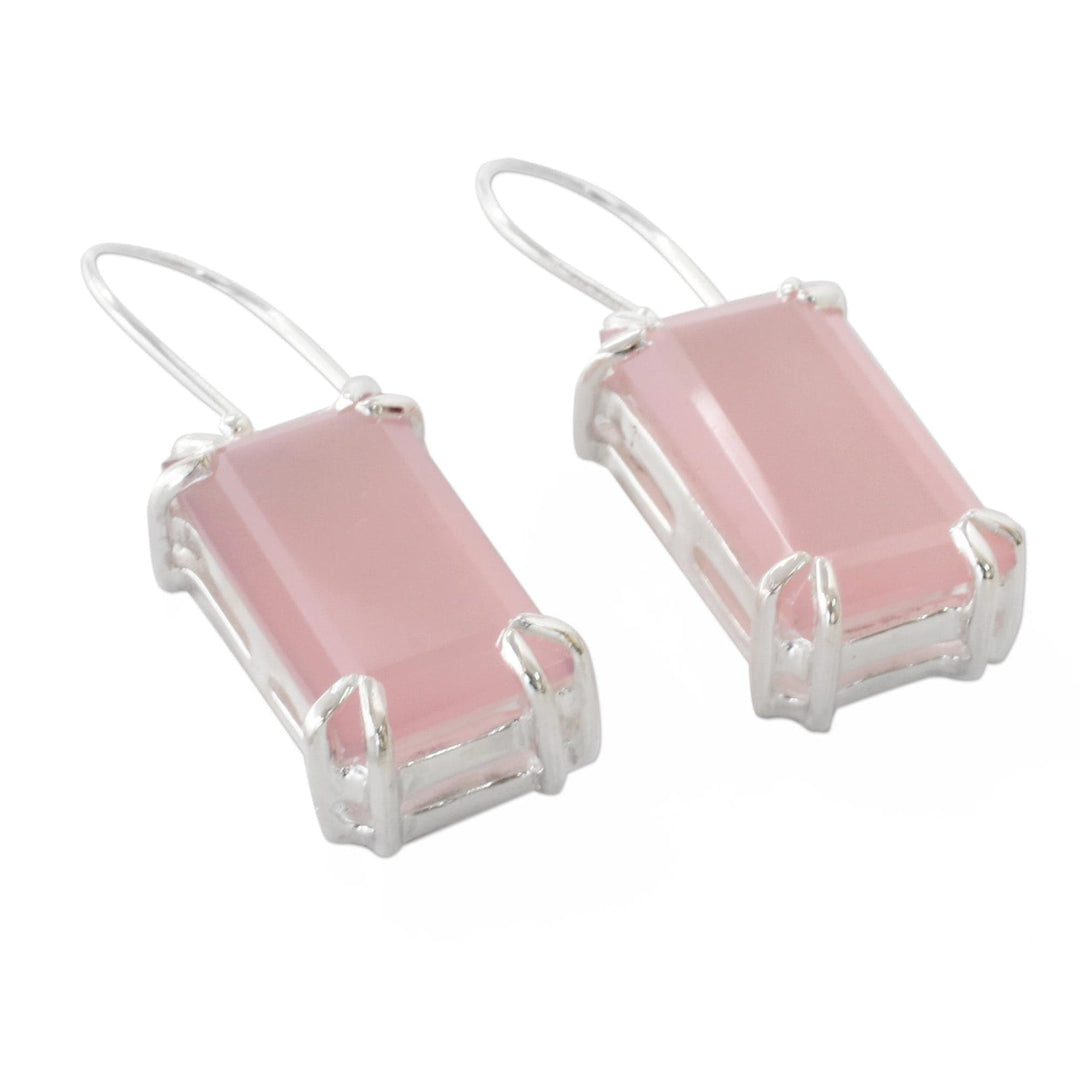 Hand Crafted Pink Chalcedony Earrings from India - Rosy Romance