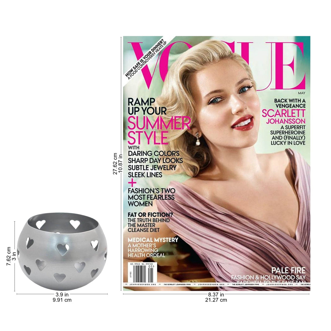 Heart Themed Silver Finish Metal Tealight Holders (Pair) - Silver Hearts