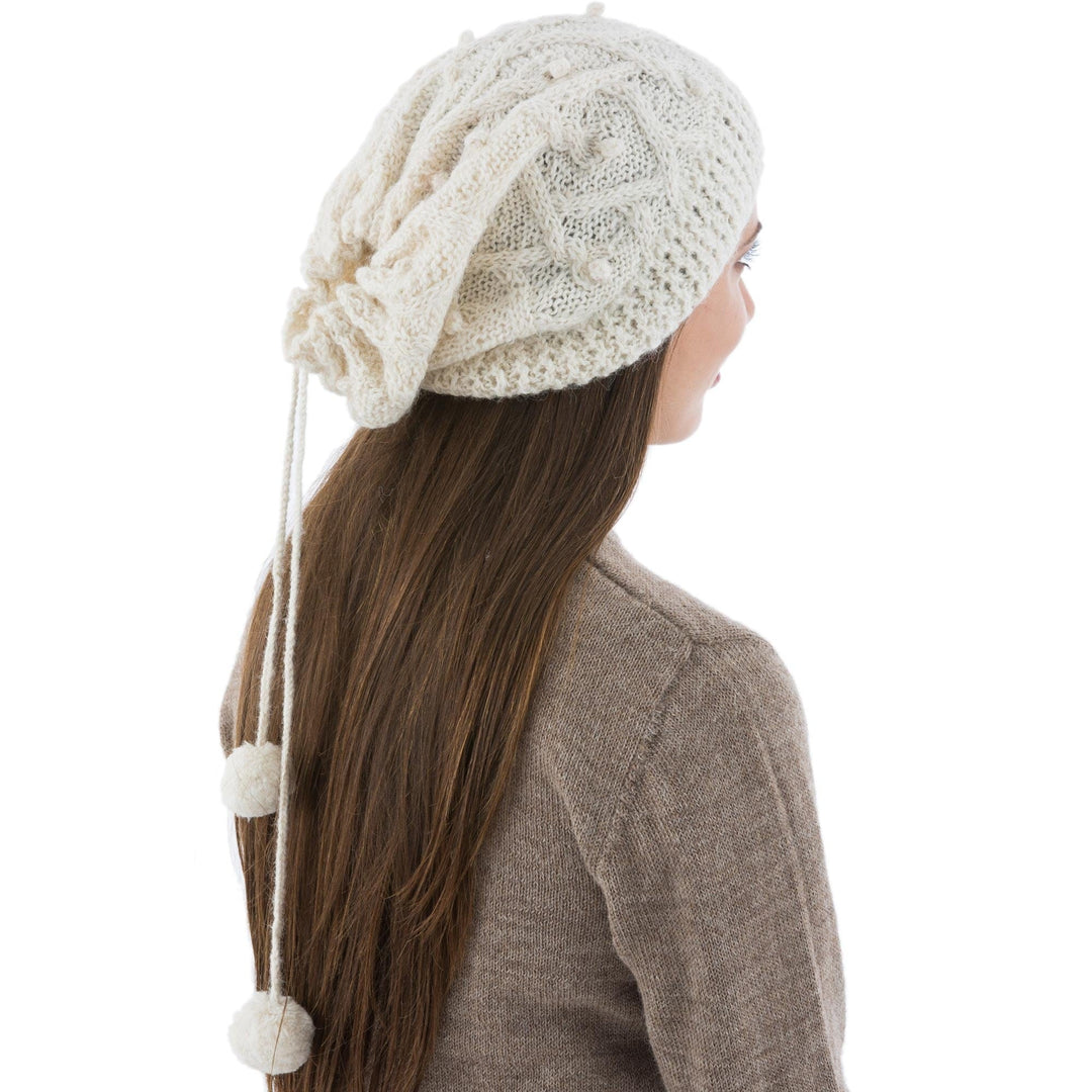 Hand Knitted Ivory Color Alpaca Neck Warmer or Hat - Stylish in Ivory
