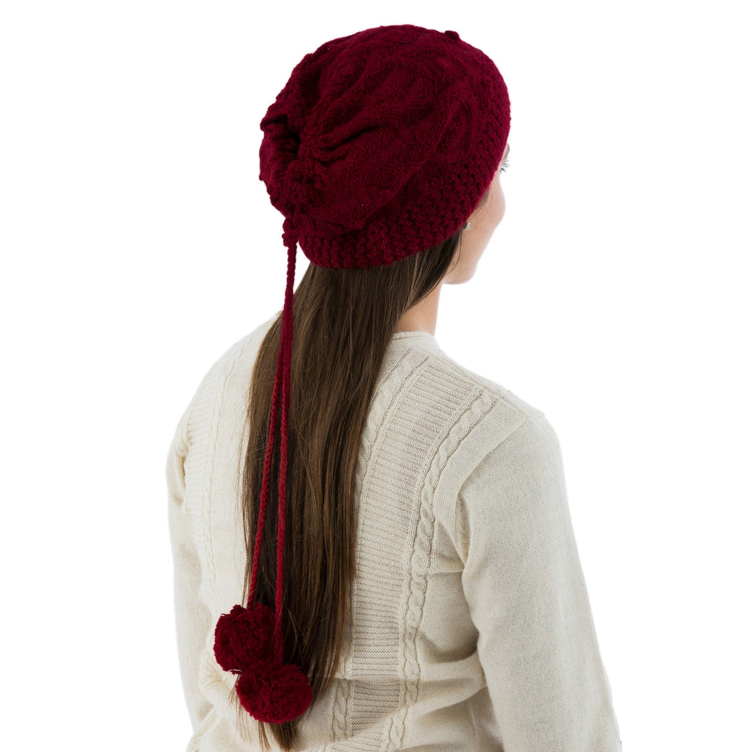 Red Alpaca Wool Hand Knitted Neck Warmer or Hat - Stylish in Red
