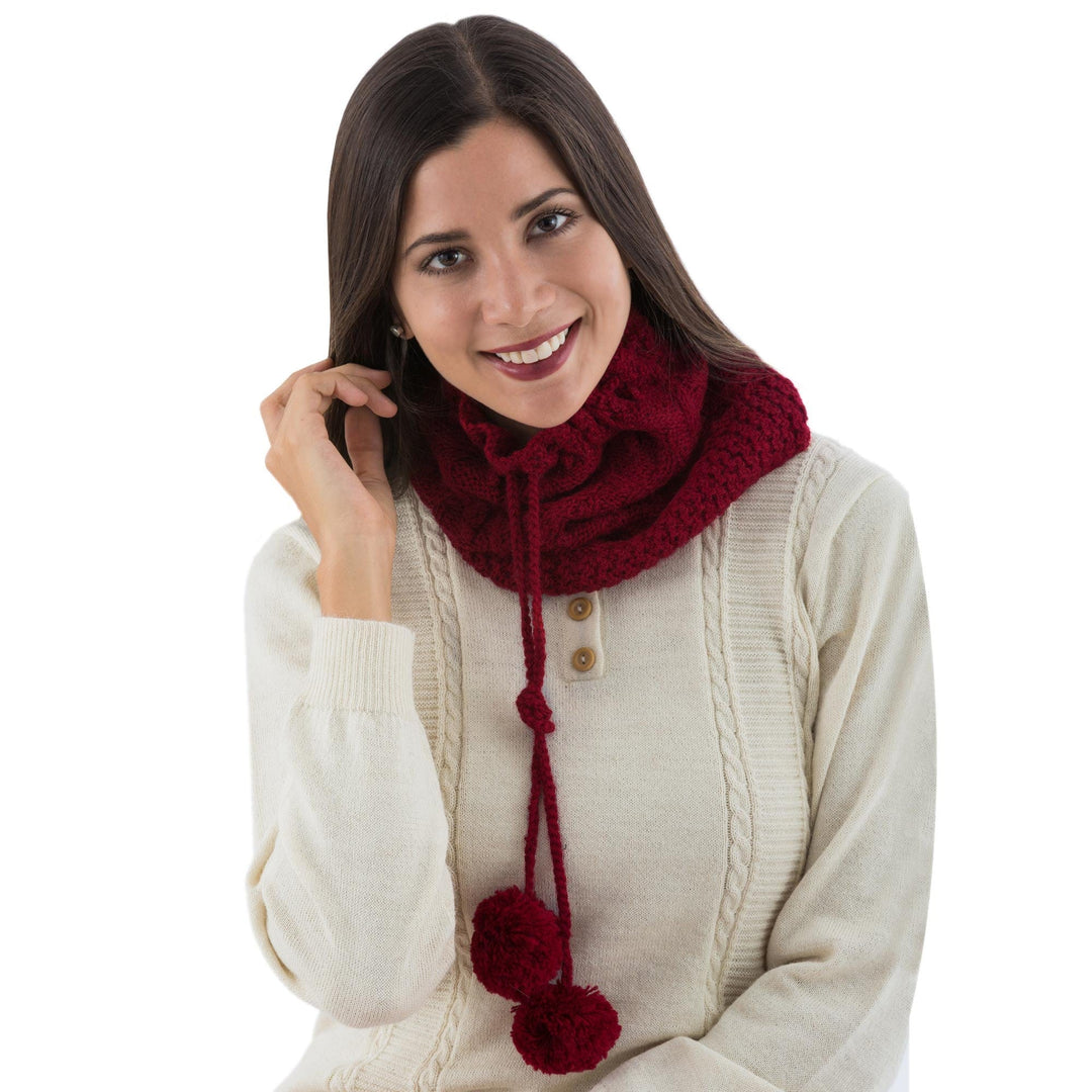 Red Alpaca Wool Hand Knitted Neck Warmer or Hat - Stylish in Red