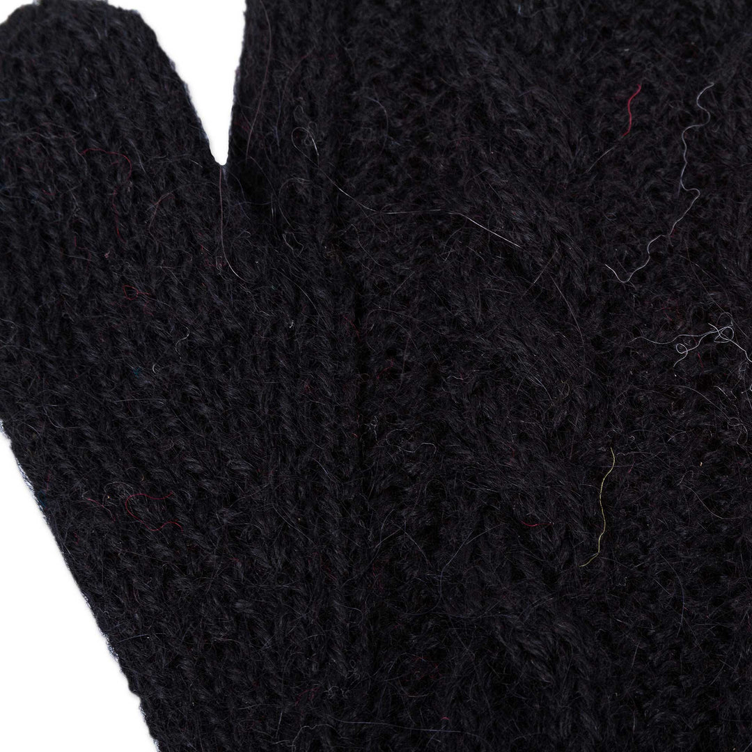 Red and Black Reversible Hand Knitted 100% Alpaca Mittens - Cherry Cola