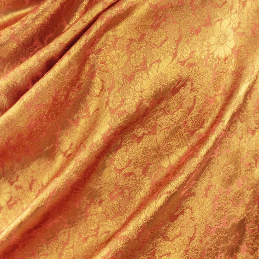 Artisan Crafted Thai Rayon Blend Shawl with Floral Motif - Sweet Mandarin