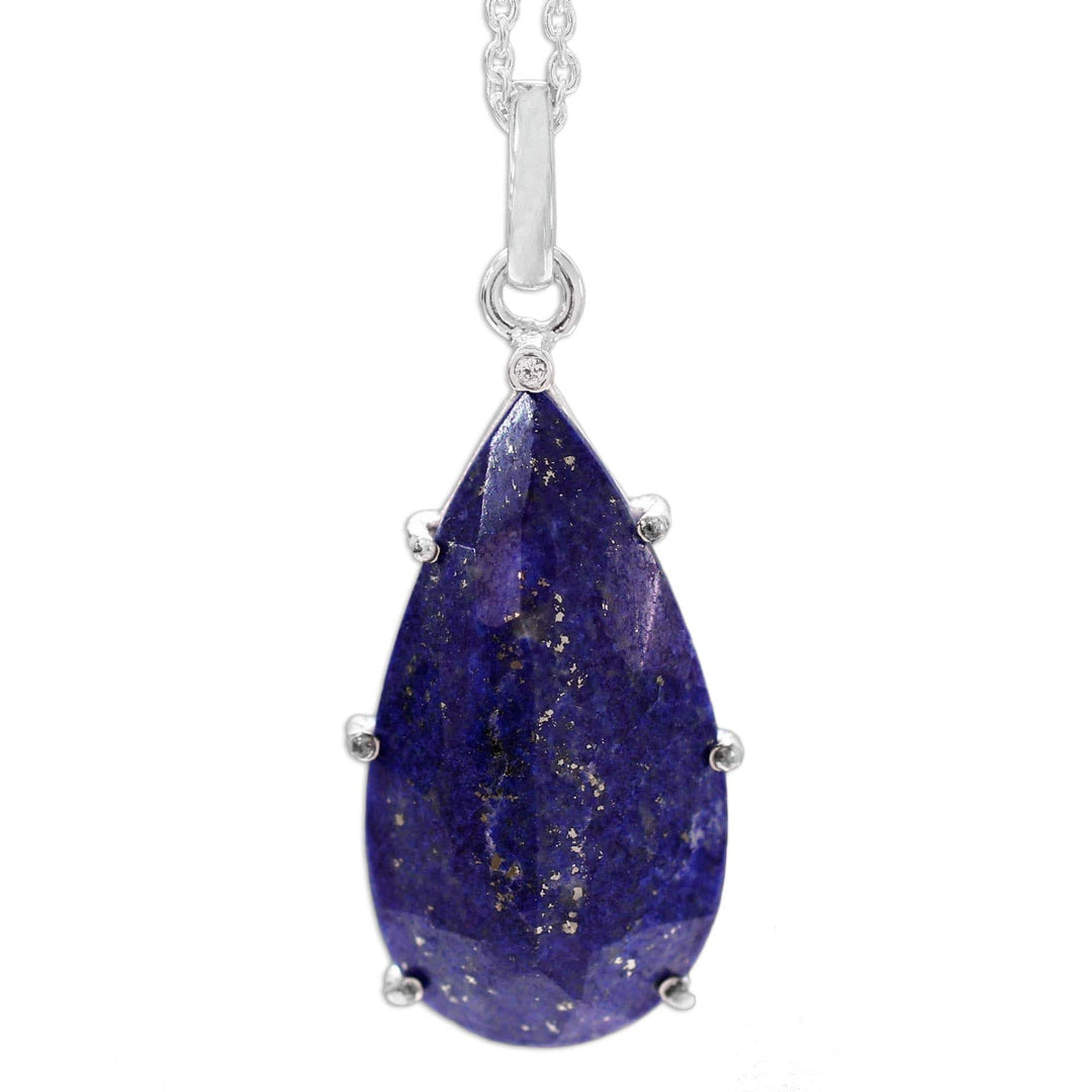 Lapis Lazuli and Sterling Silver Handmade Pendant Necklace - Royal Droplet