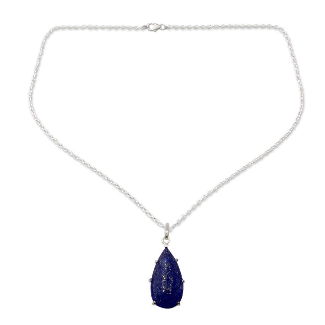 Lapis Lazuli and Sterling Silver Handmade Pendant Necklace - Royal Droplet