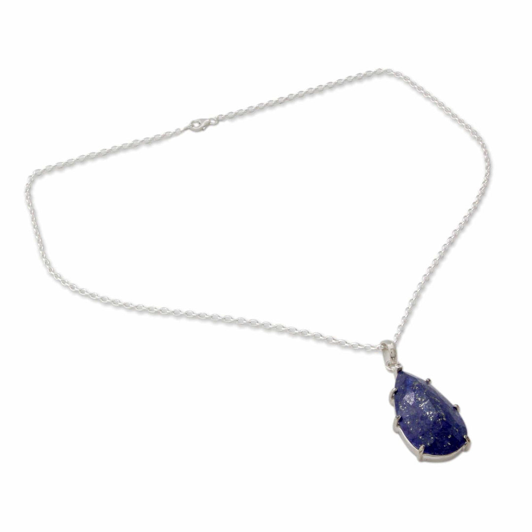 Lapis Lazuli and Sterling Silver Handmade Pendant Necklace - Royal Droplet
