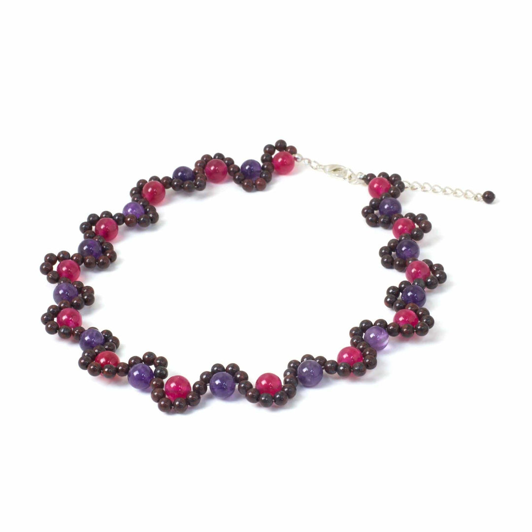 Handmade Multi-gemstone Beaded Necklace from Thailand - Fuchsia Mist