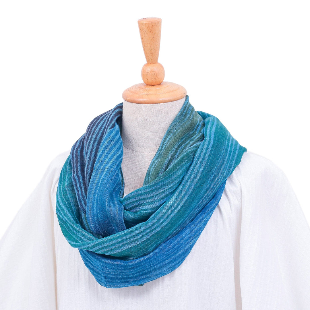 Artisan Crafted 100% Cotton Infinity Scarf from Thailand - Seaside Breezes