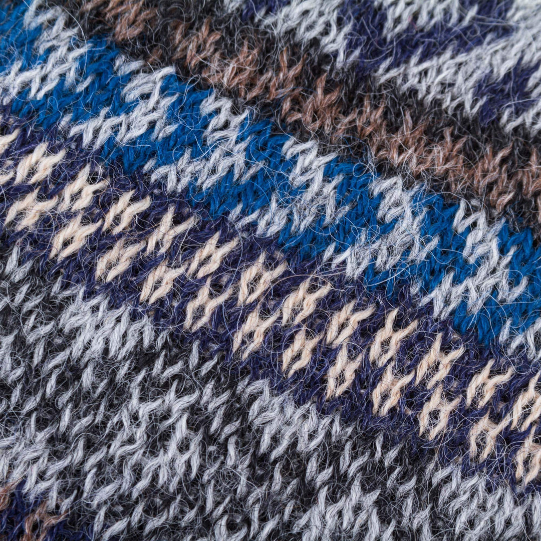 Hand Crafted 100% Alpaca Colorful Fingerless Gloves - Geometric Color