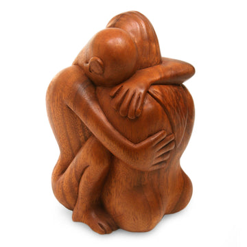 Romantic Wood Sculpture - Embracing