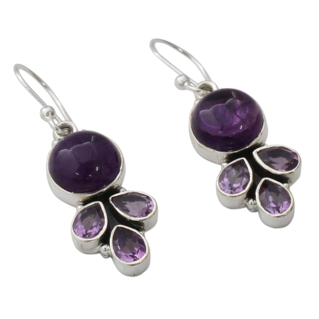 Amethyst Handcrafted Silver Earrings from India - Lilac Color