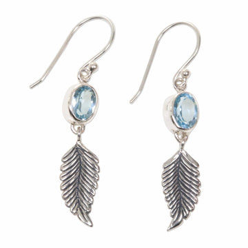 Balinese Silver Dangle Earrings with Blue Topaz - Passionate Hope