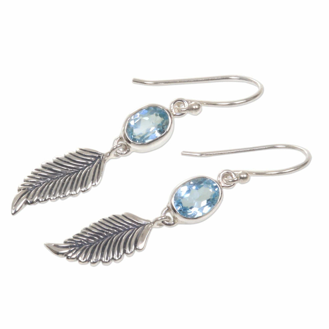 Balinese Silver Dangle Earrings with Blue Topaz - Passionate Hope