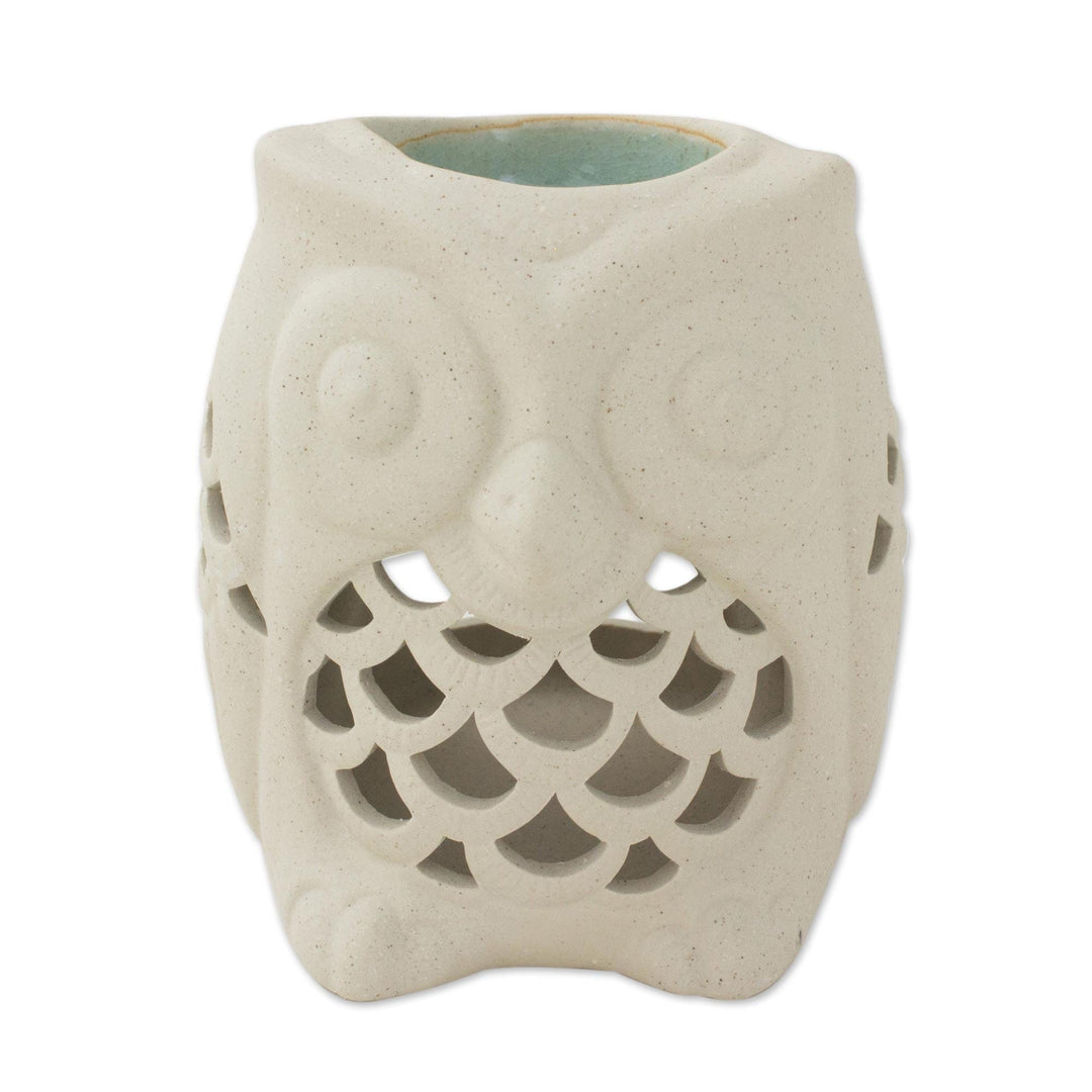 Hand-Crafted Thai Unglazed Ceramic Clay Owl Oil Warmer - Cozy Owl