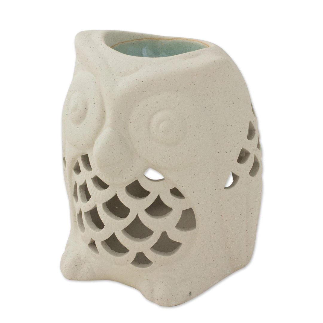 Hand-Crafted Thai Unglazed Ceramic Clay Owl Oil Warmer - Cozy Owl