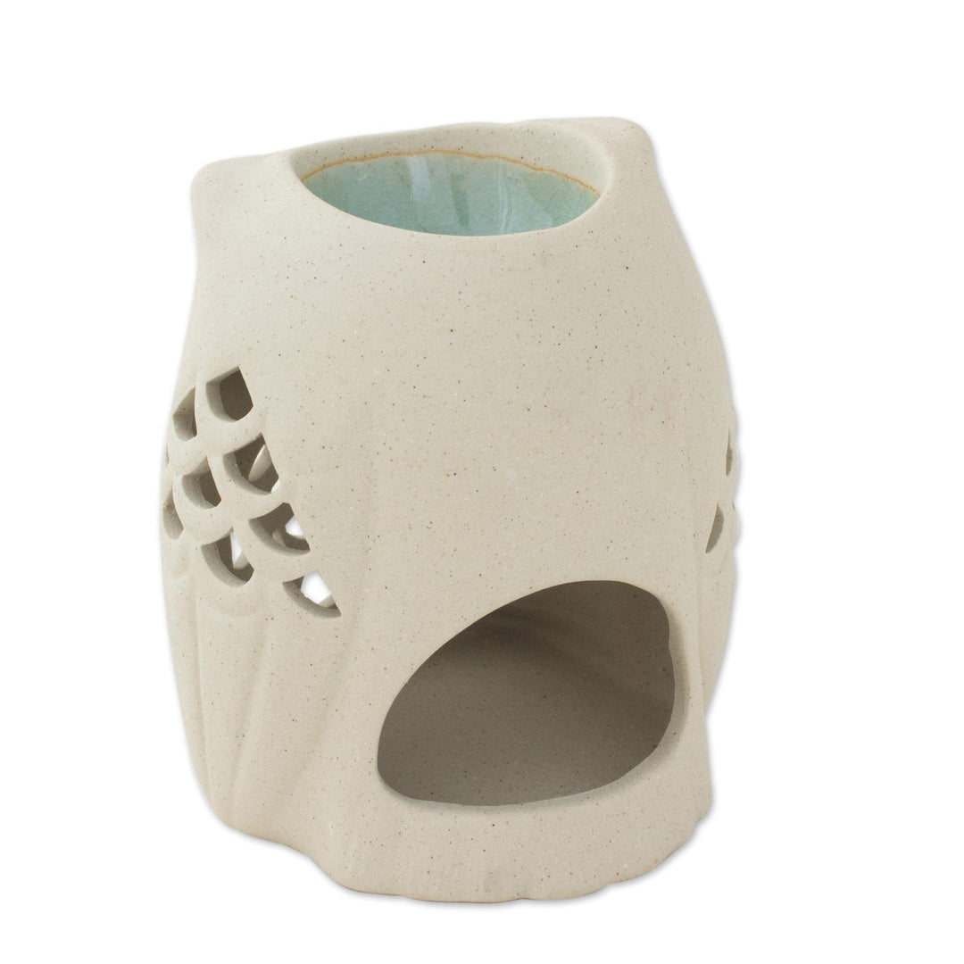 Hand-Crafted Thai Unglazed Ceramic Clay Owl Oil Warmer - Cozy Owl