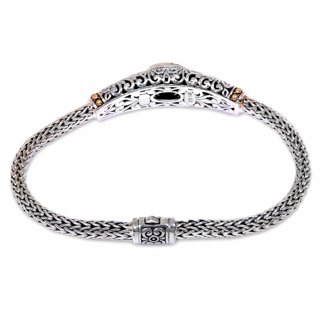 Handcrafted Balinese Gold Accent Silver Amethyst Bracelet - Bedugul Garden