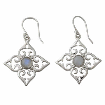 Sterling Silver Fair Trade Earrings with Rainbow Moonstone - Four Seasons