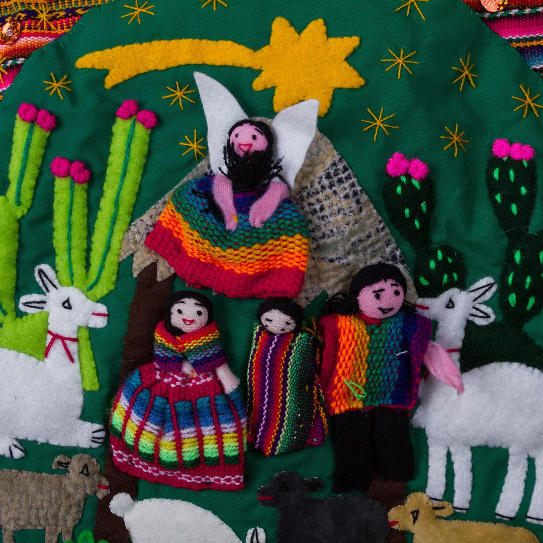 Handcrafted Andean Christmas Star Applique Wall Hanging - Andean Christmas Star