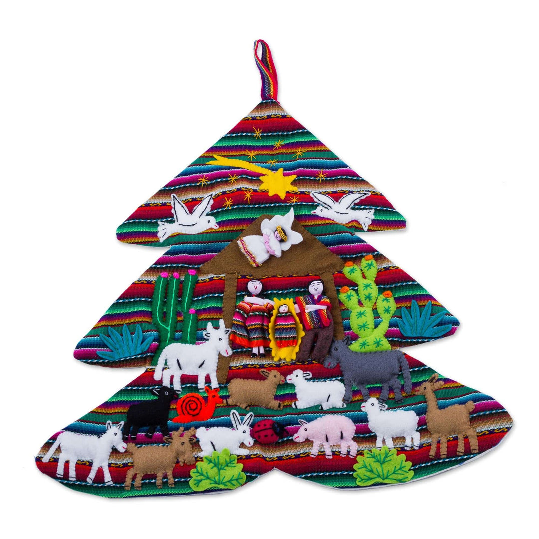 Handcrafted Andean Christmas Tree Applique Wall Hanging - Andean Christmas Tree