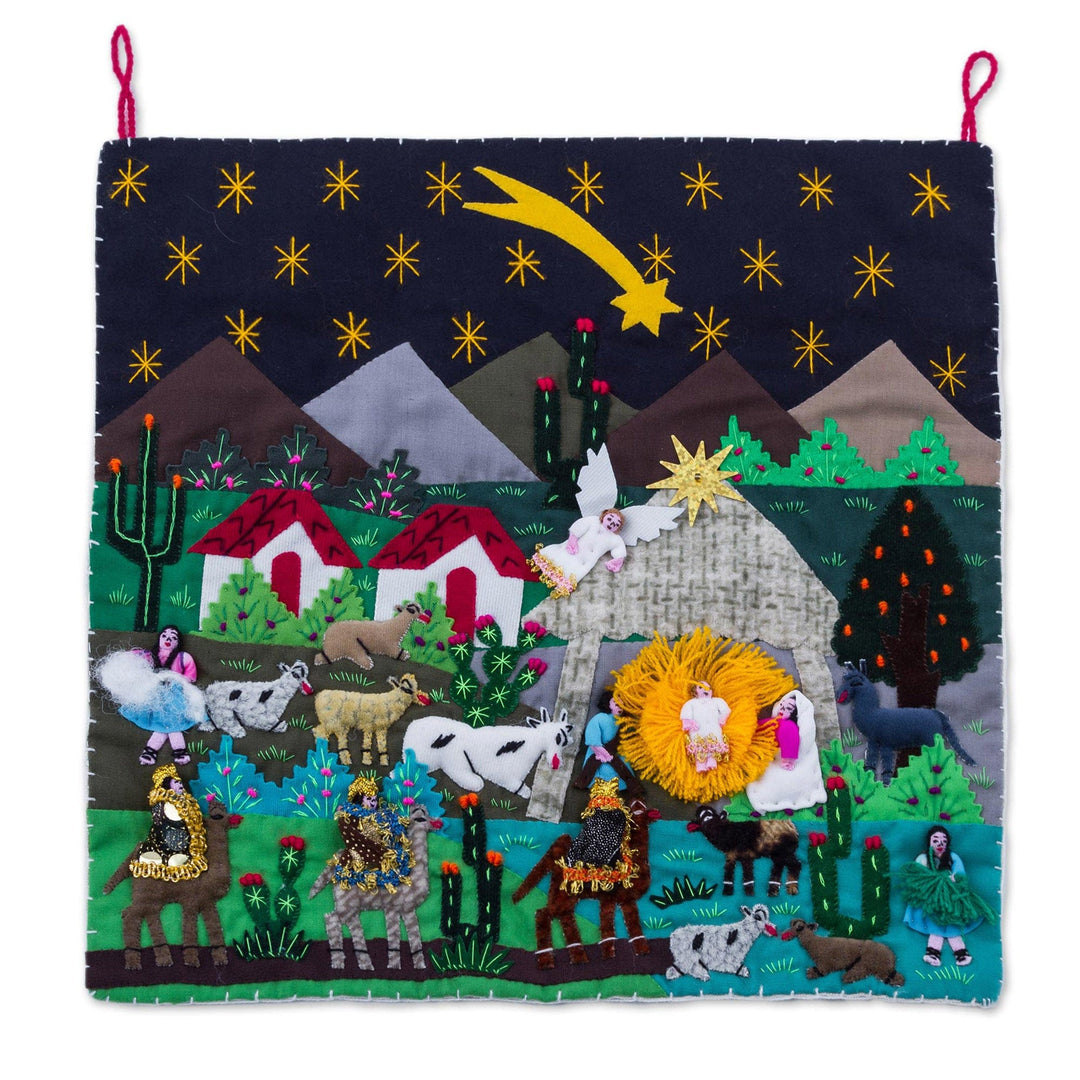 Andean Patchwork Christmas Star Wall Hanging - Christmas Star Nativity