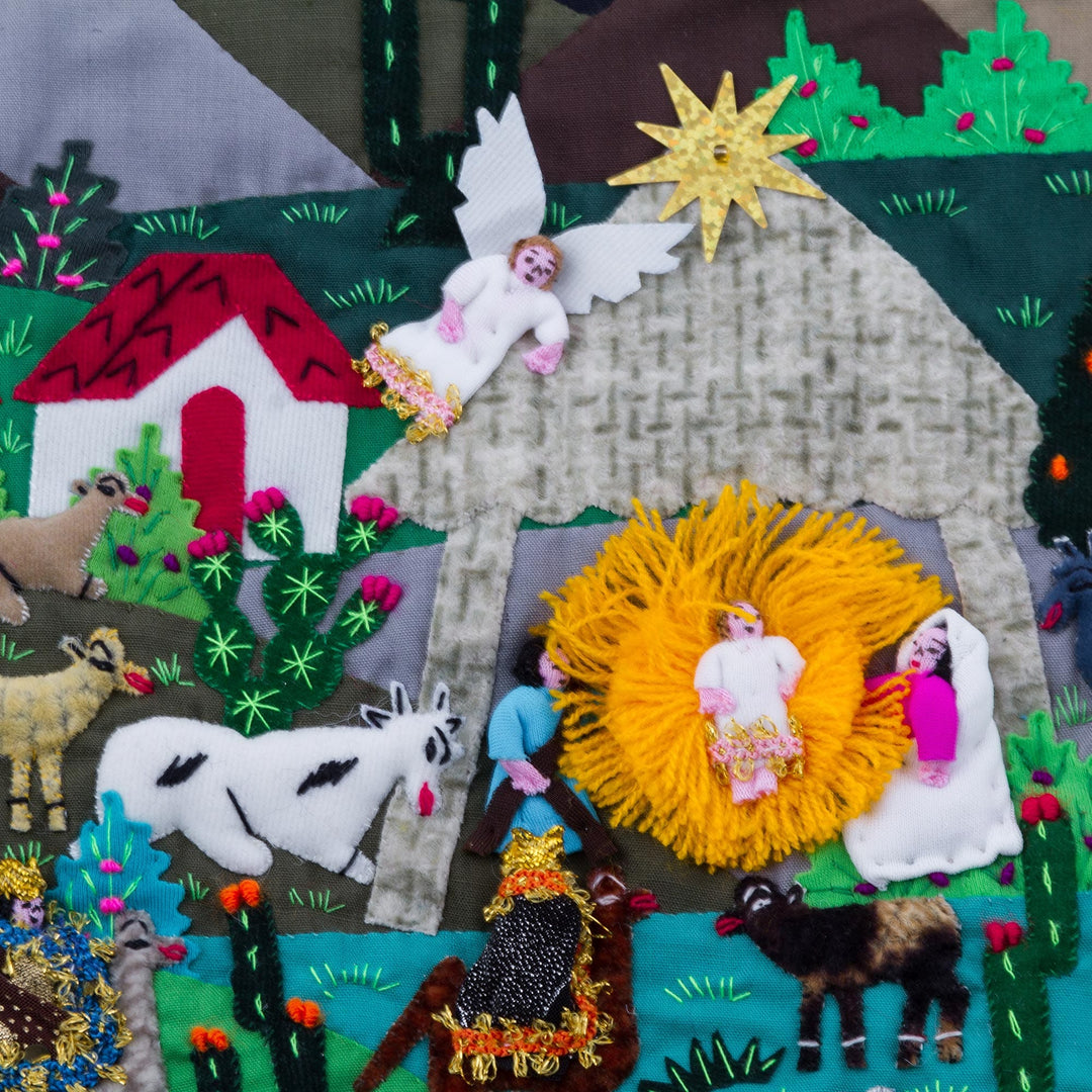 Andean Patchwork Christmas Star Wall Hanging - Christmas Star Nativity