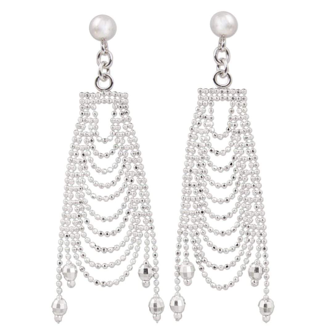 Original Sterling Silver Chandelier Earrings from Thailand - Silver Gowns