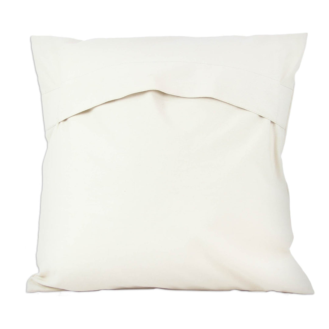 Two Ivory Cotton Cushion Covers with Chainstitch Embroidery - Marsala Garden