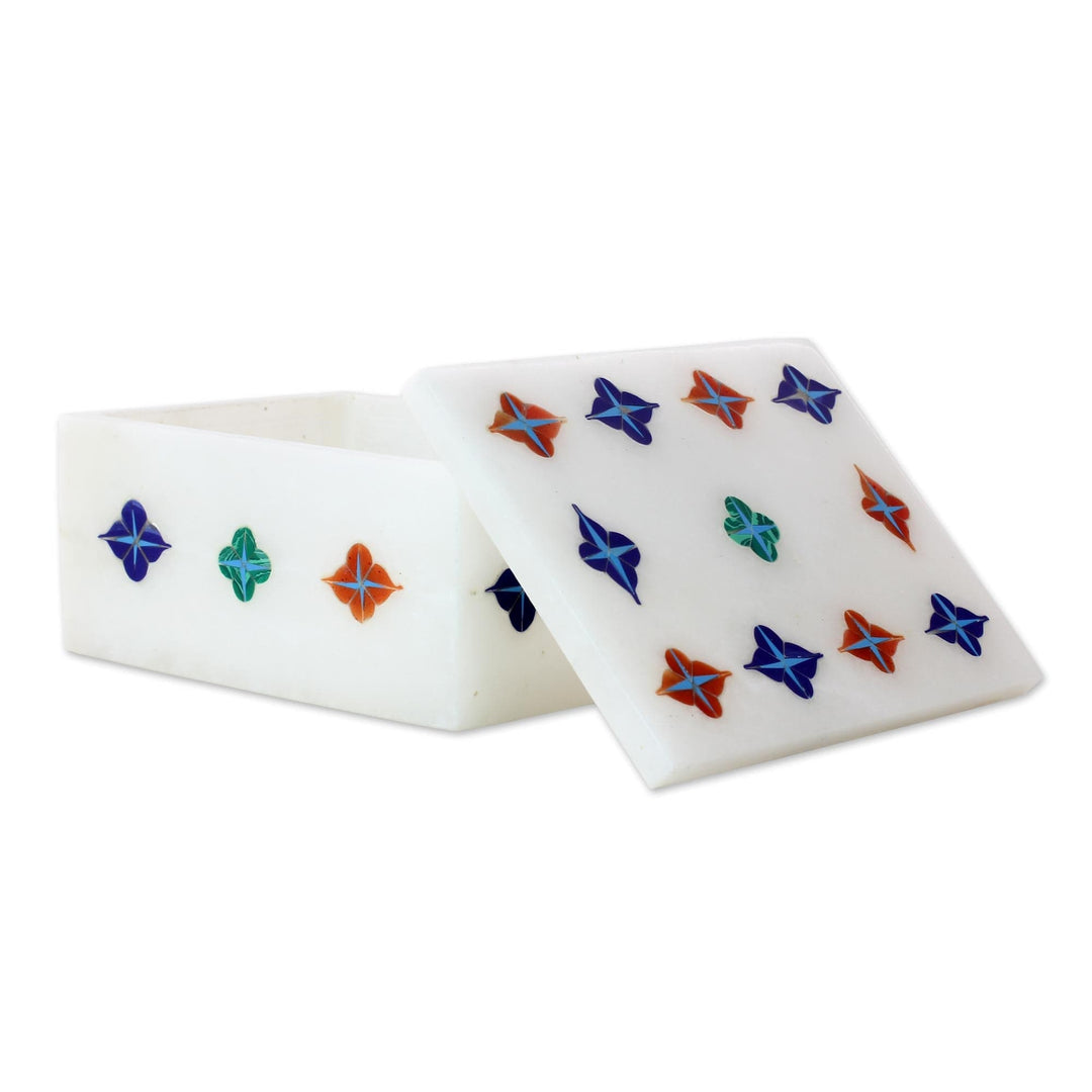 Handmade Marble Jewelry Box with Stone Inlay - Starry Garden