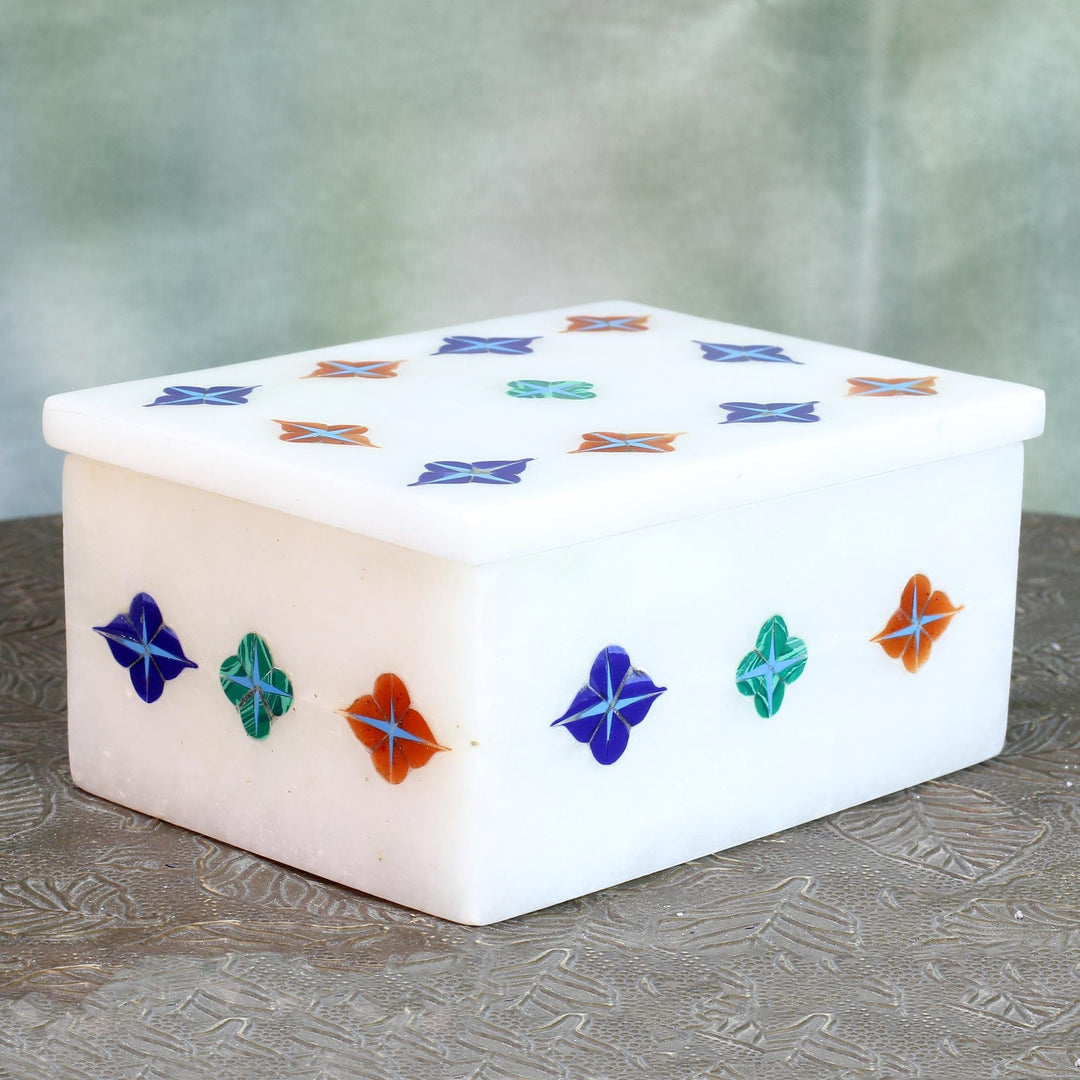 Handmade Marble Jewelry Box with Stone Inlay - Starry Garden