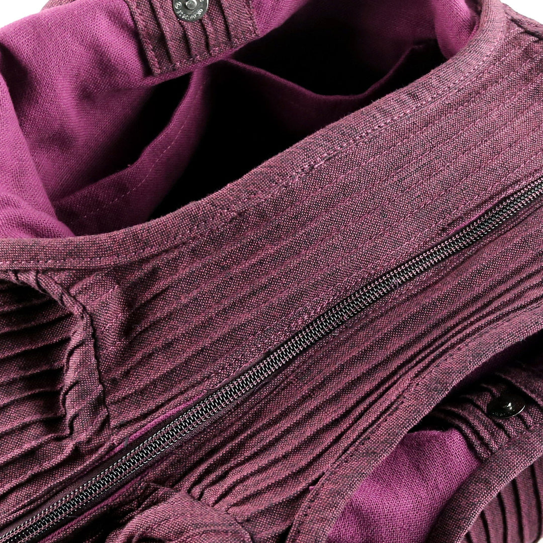 100% Cotton Textured Shoulder Bag in Wine from Thailand - Thai Texture in Wine