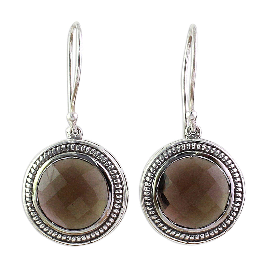 Handmade Smoky Quartz Sterling Silver Dangle Earrings - Smoky Brilliance