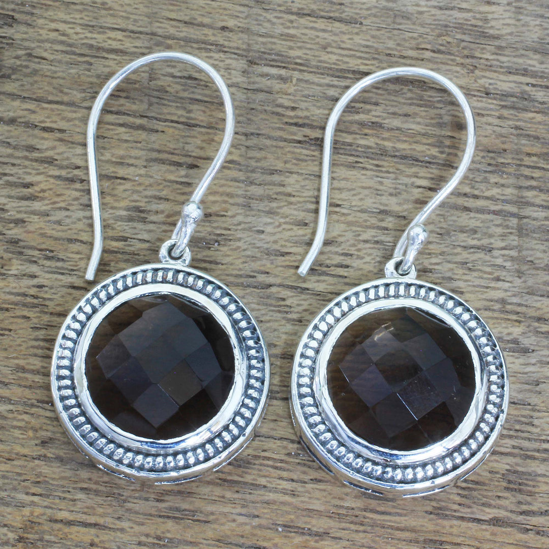 Handmade Smoky Quartz Sterling Silver Dangle Earrings - Smoky Brilliance