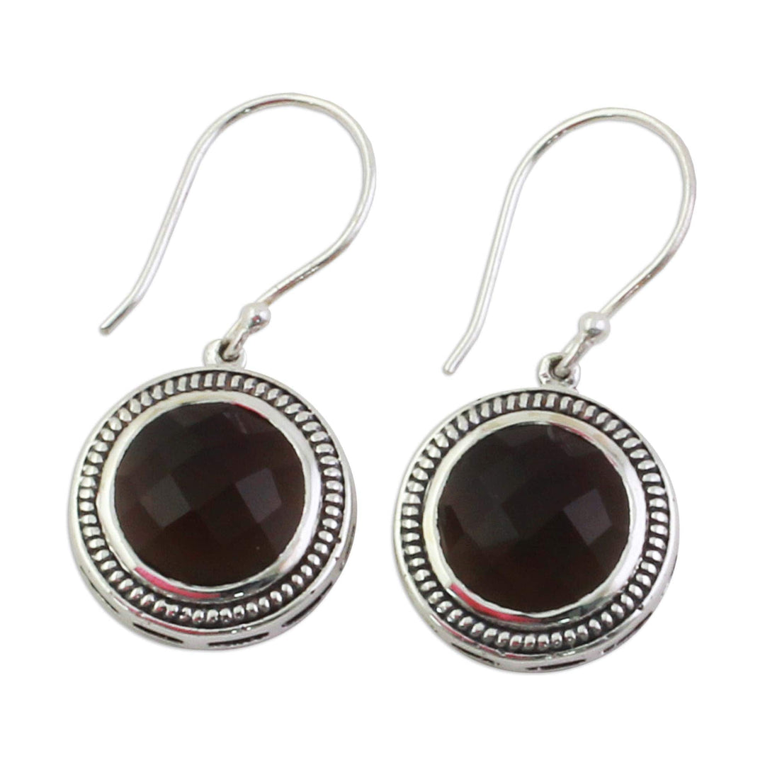 Handmade Smoky Quartz Sterling Silver Dangle Earrings - Smoky Brilliance