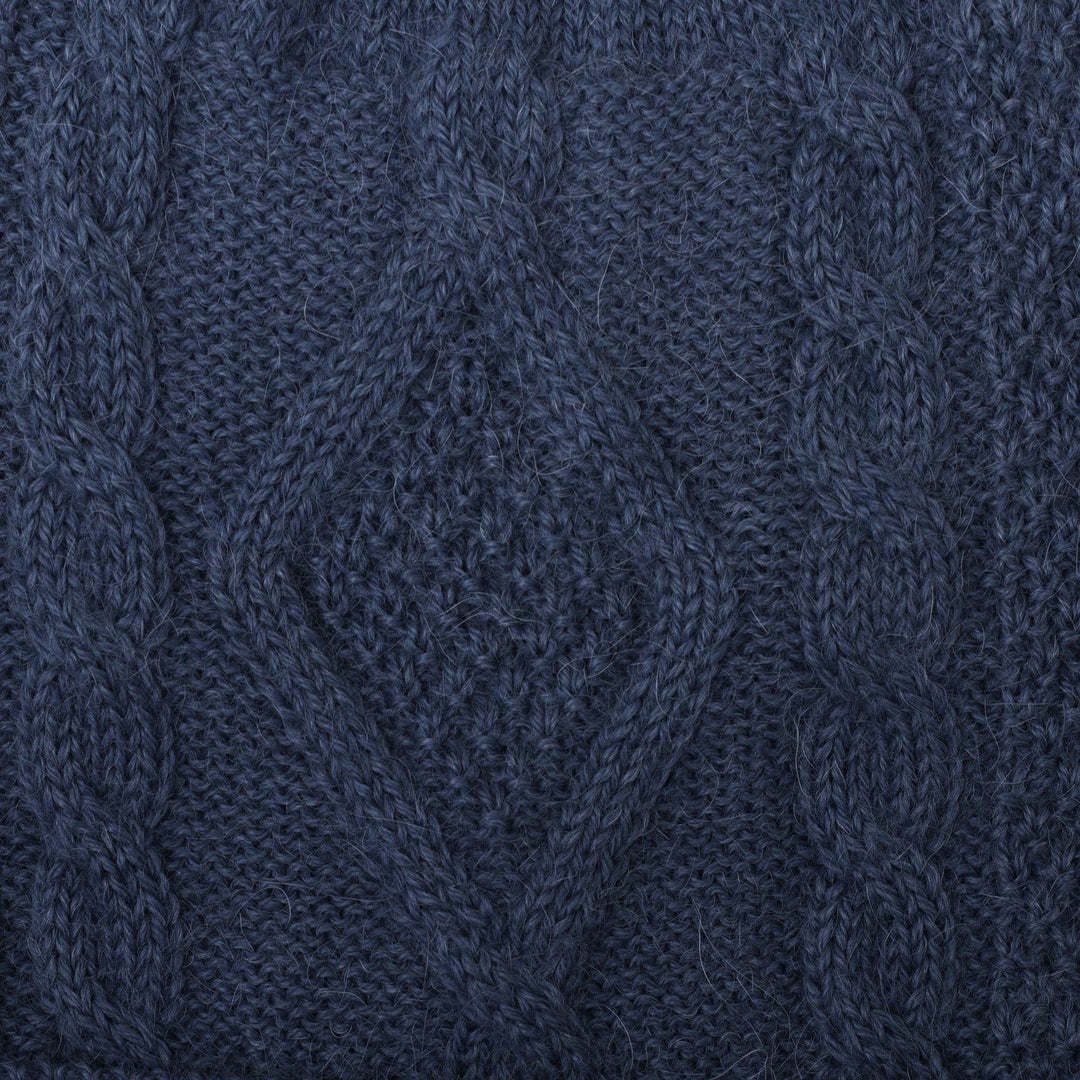 Knitted Unisex Watch Cap in Azure 100% Alpaca from Peru - Antique Blue Allure