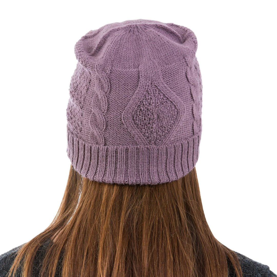 Knitted Unisex Watch Cap Dusty Lilac 100% Alpaca from Peru - Antique Lilac Allure