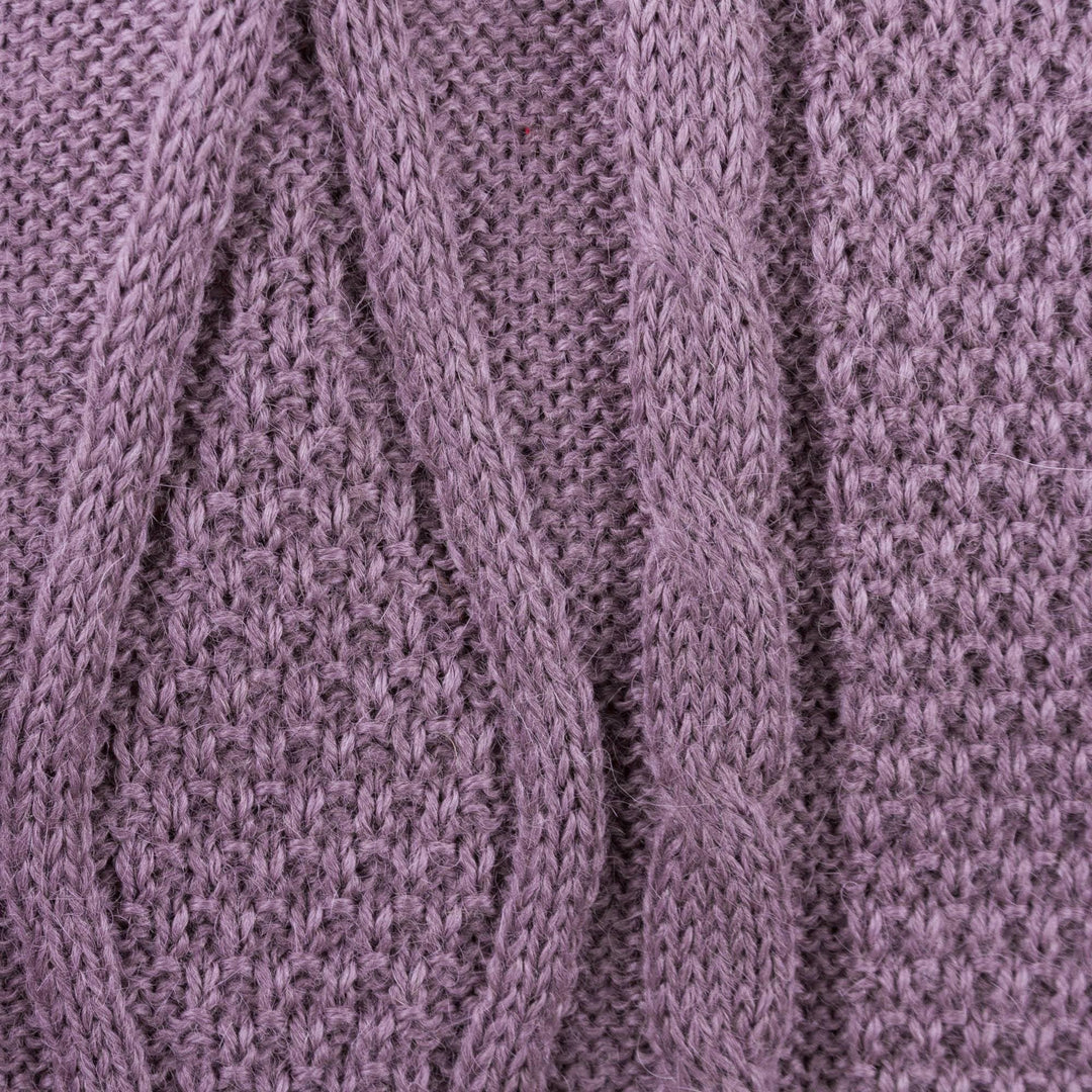 Dusty Lilac 100% Alpaca Scarf Diamond Motif from Peru - Antique Lilac Allure
