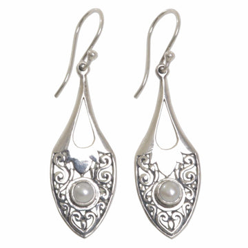 Sterling Silver Cultured Pearl Dangle Earrings Indonesia - Catch the Moon