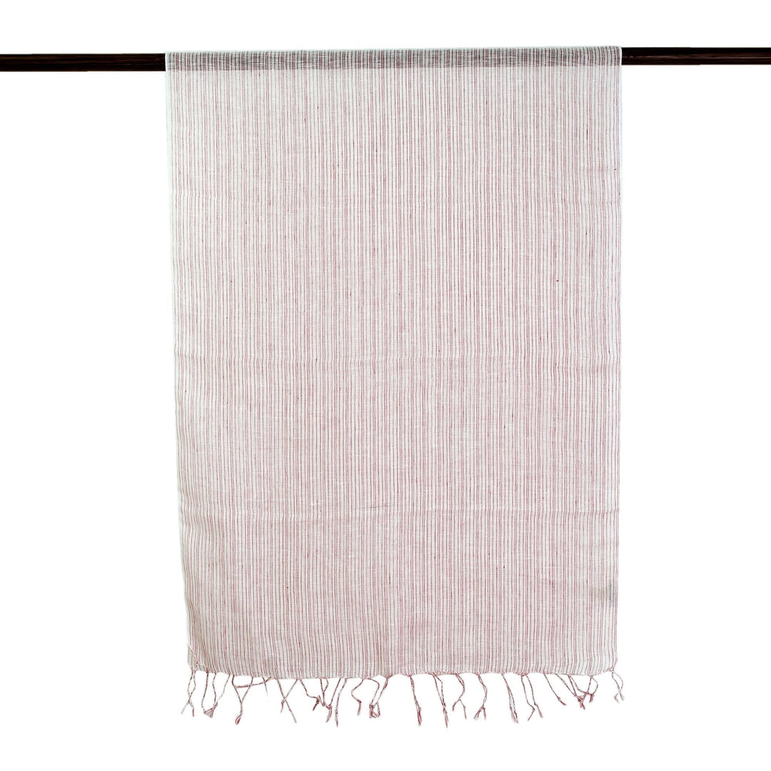 Hand Woven Linen Shawl in Rose and Bisque - Rosy Beauty