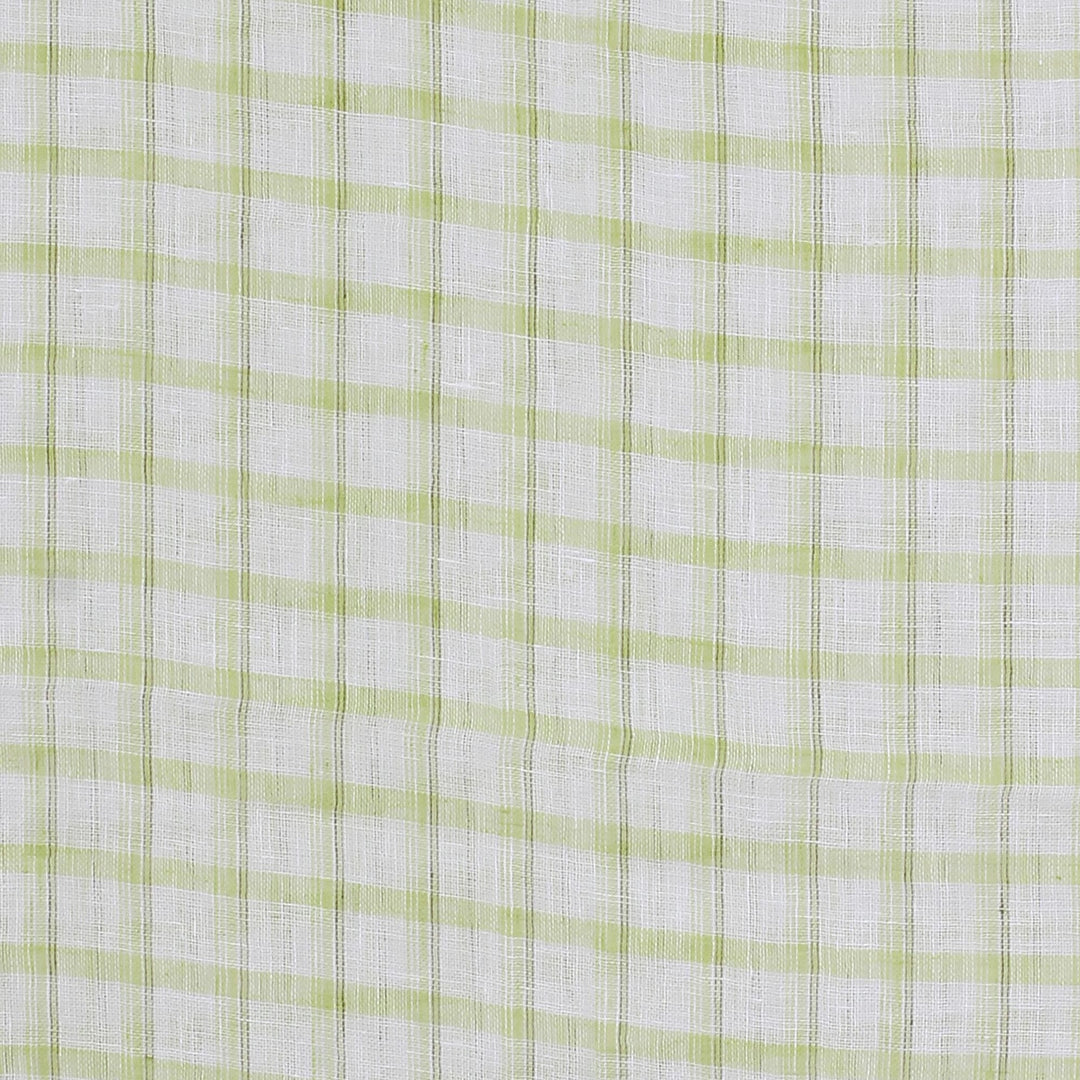 Hand Woven Linen Shawl in Chartreuse Snow White - Chartreuse Windowpane