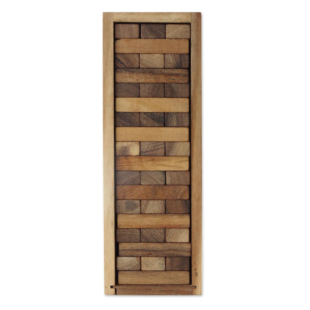 Hand Made Wood Stacking Tower Game from Thailand - Tower of Fun