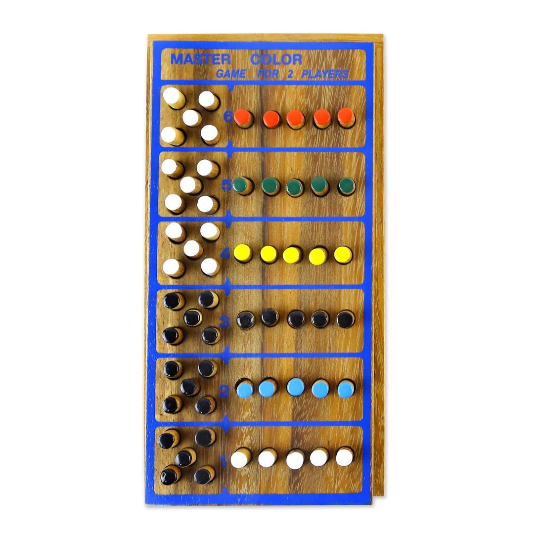 Hand Made Colorful Wood Peg Game from Thailand - Code Breaker