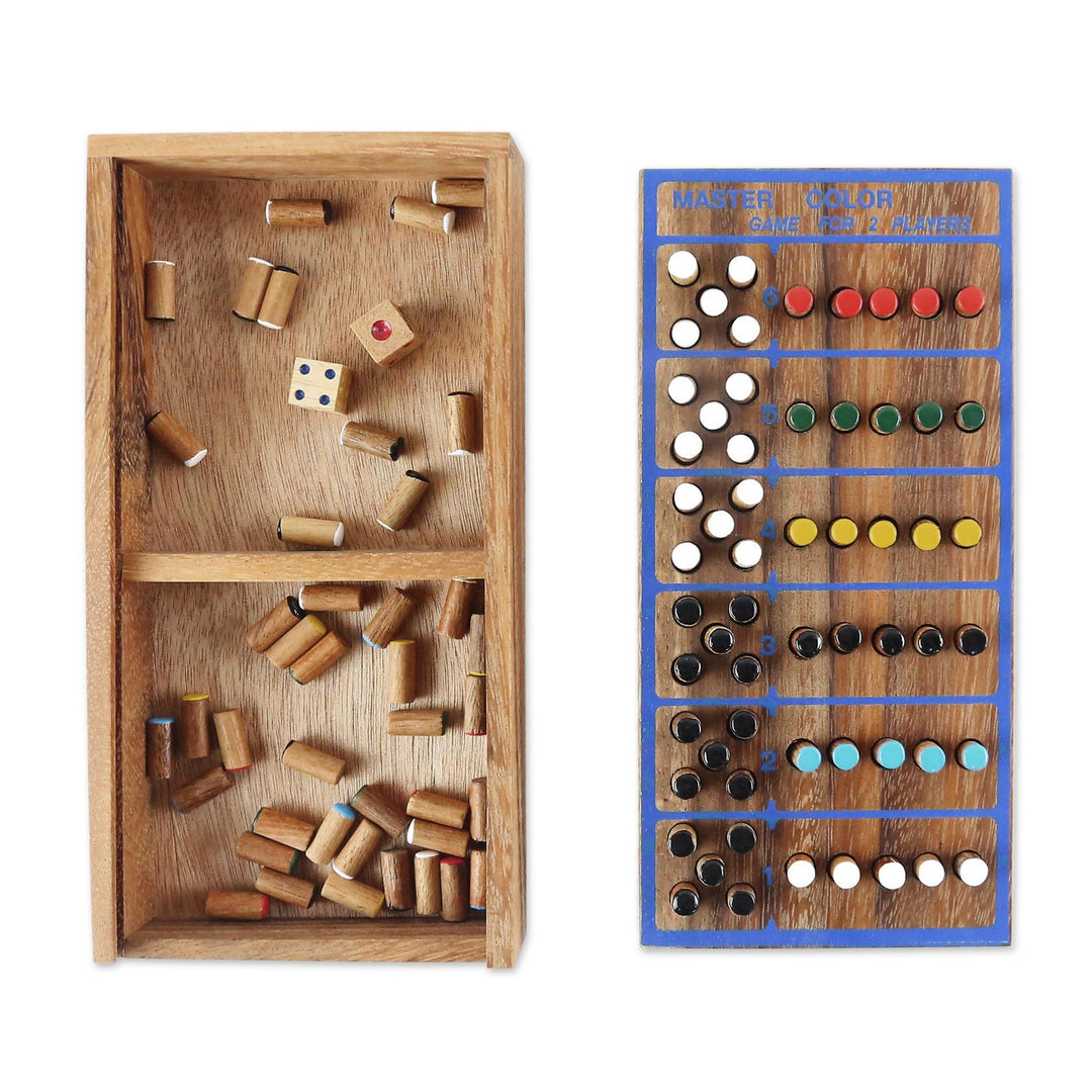Hand Made Colorful Wood Peg Game from Thailand - Code Breaker
