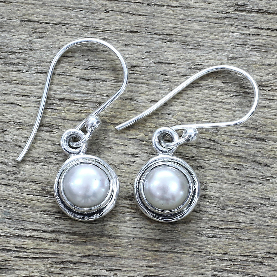 Sterling Silver Cultured Pearl Dangle Earrings from India - Purest Love