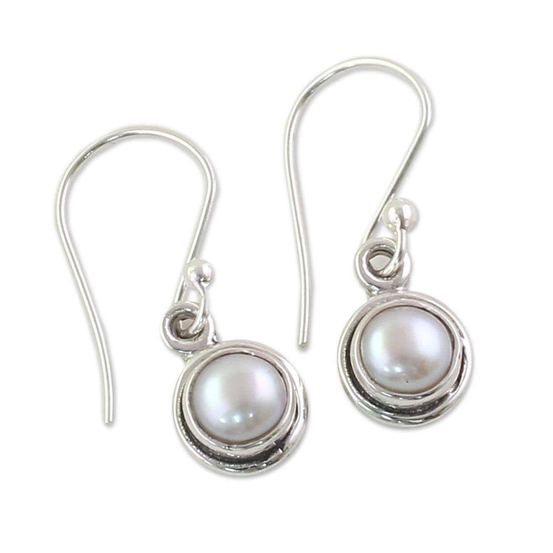 Sterling Silver Cultured Pearl Dangle Earrings from India - Purest Love