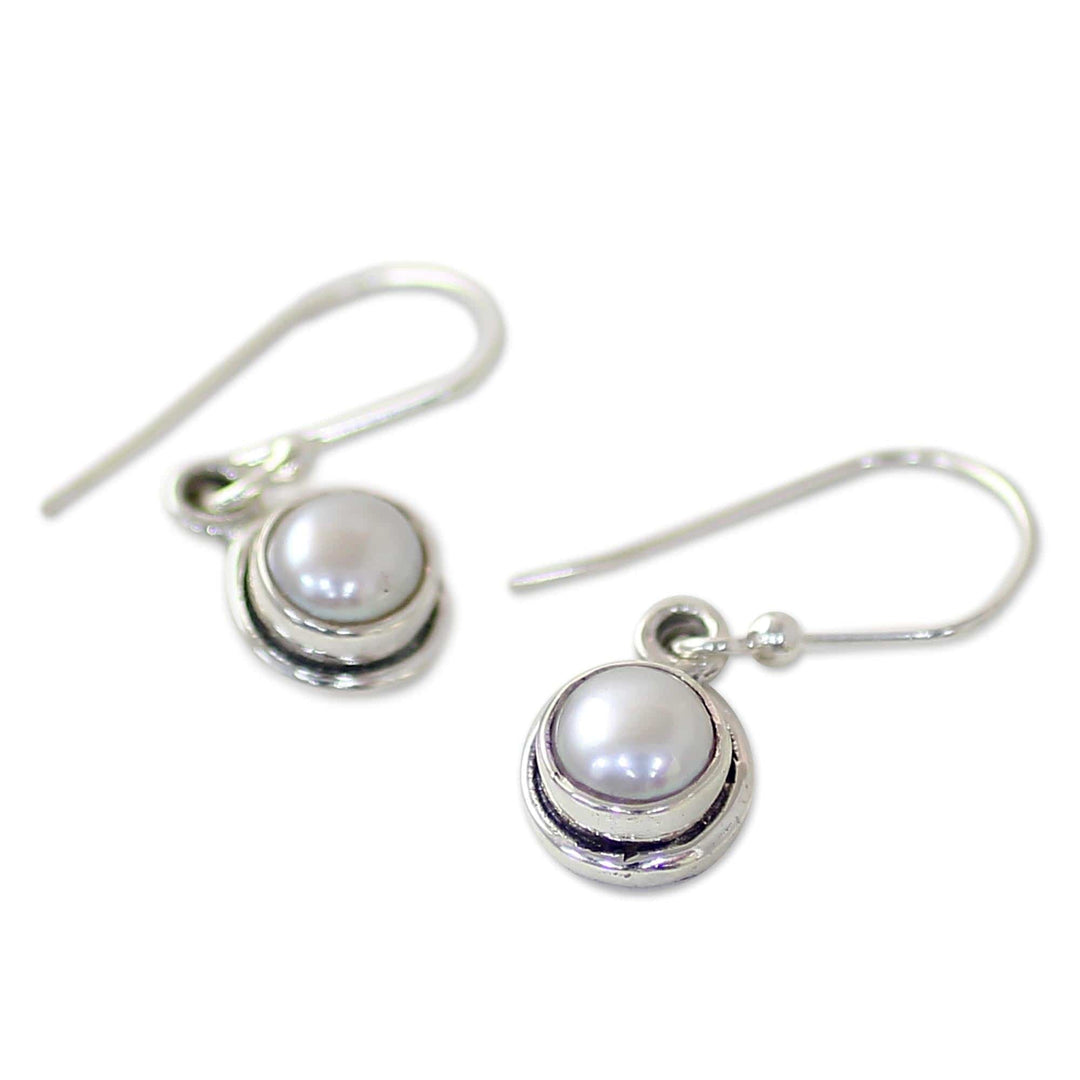 Sterling Silver Cultured Pearl Dangle Earrings from India - Purest Love