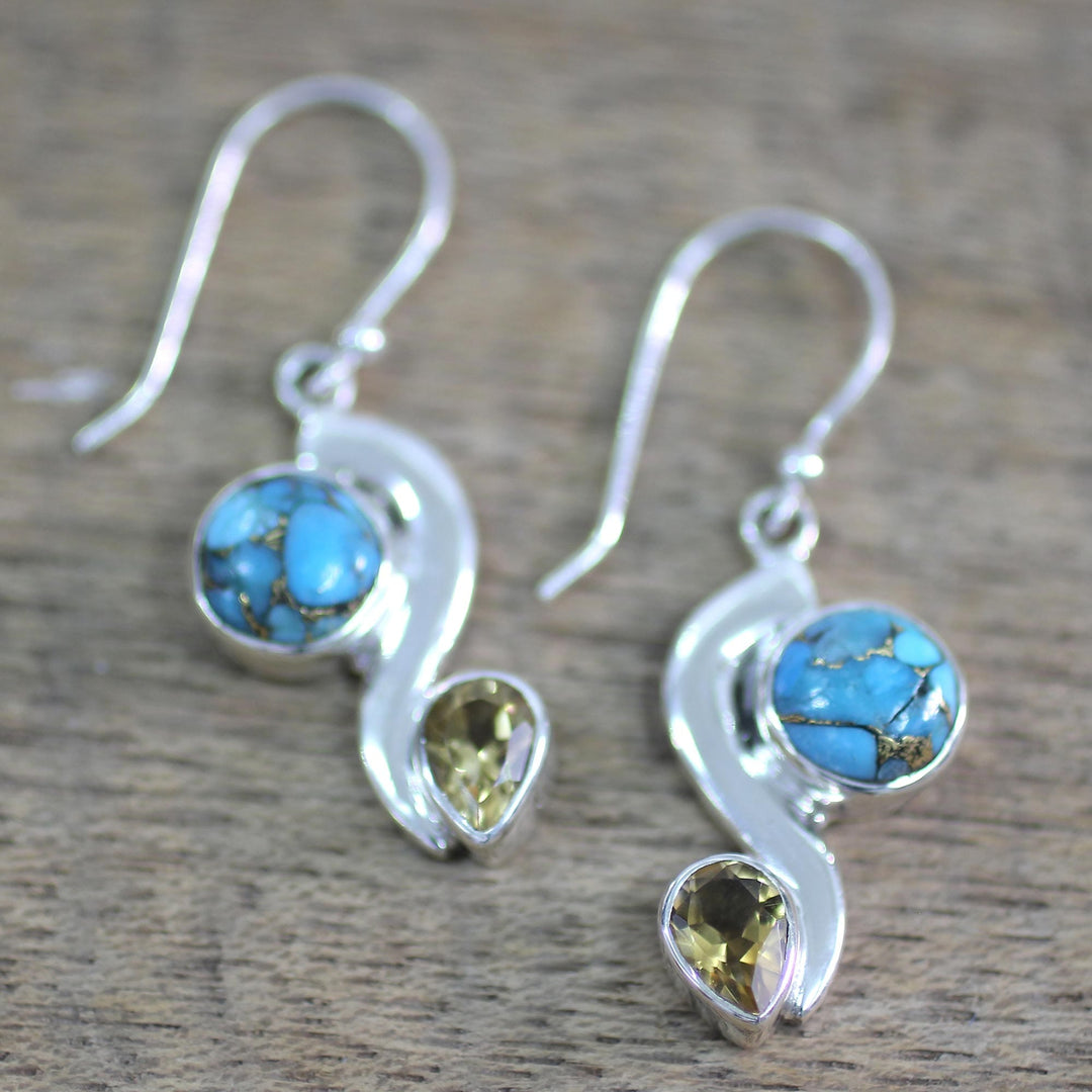 Citrine Composite Turquoise Dangle Earrings - Sparkling Planet