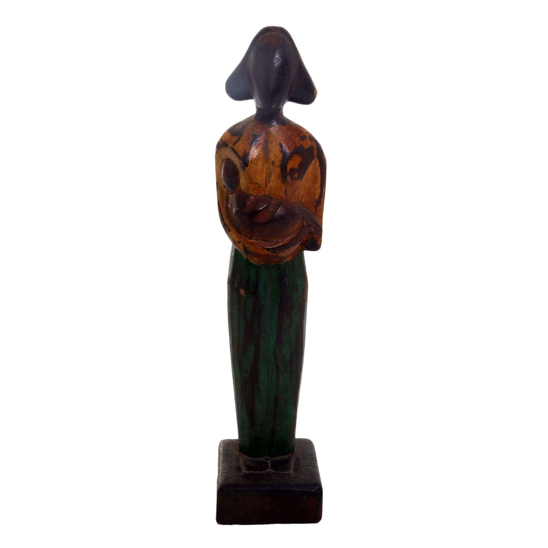 Lovely Mother and Child Sculpture in Hand Carved Wood - Lovely Mother